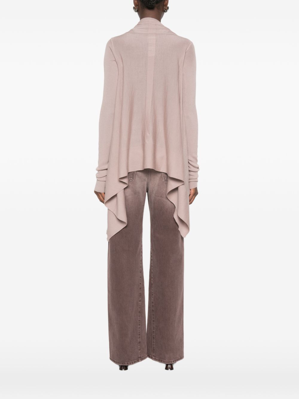 Cardigan con orlo asimmetrico in rosa 