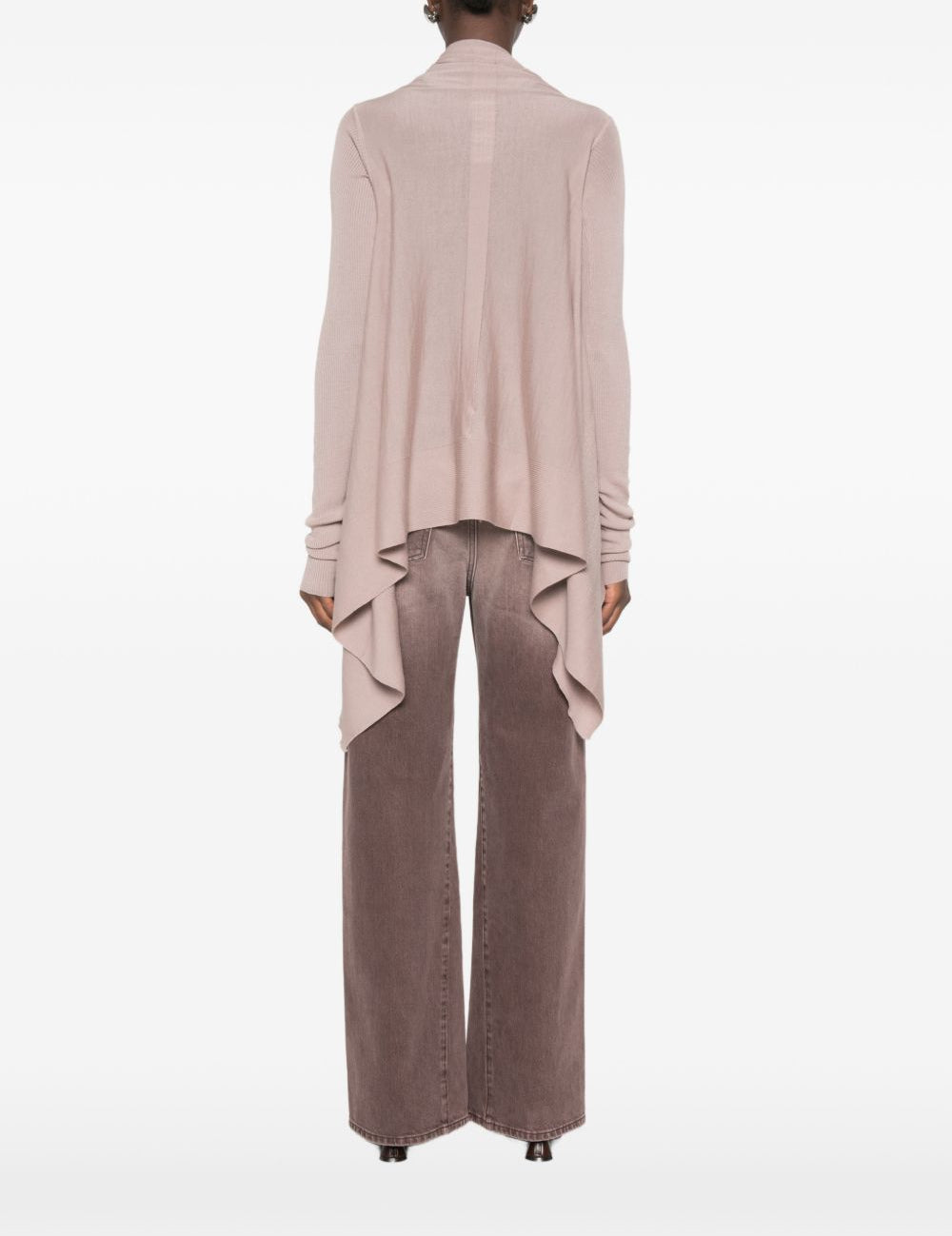 Cardigan con orlo asimmetrico in rosa 