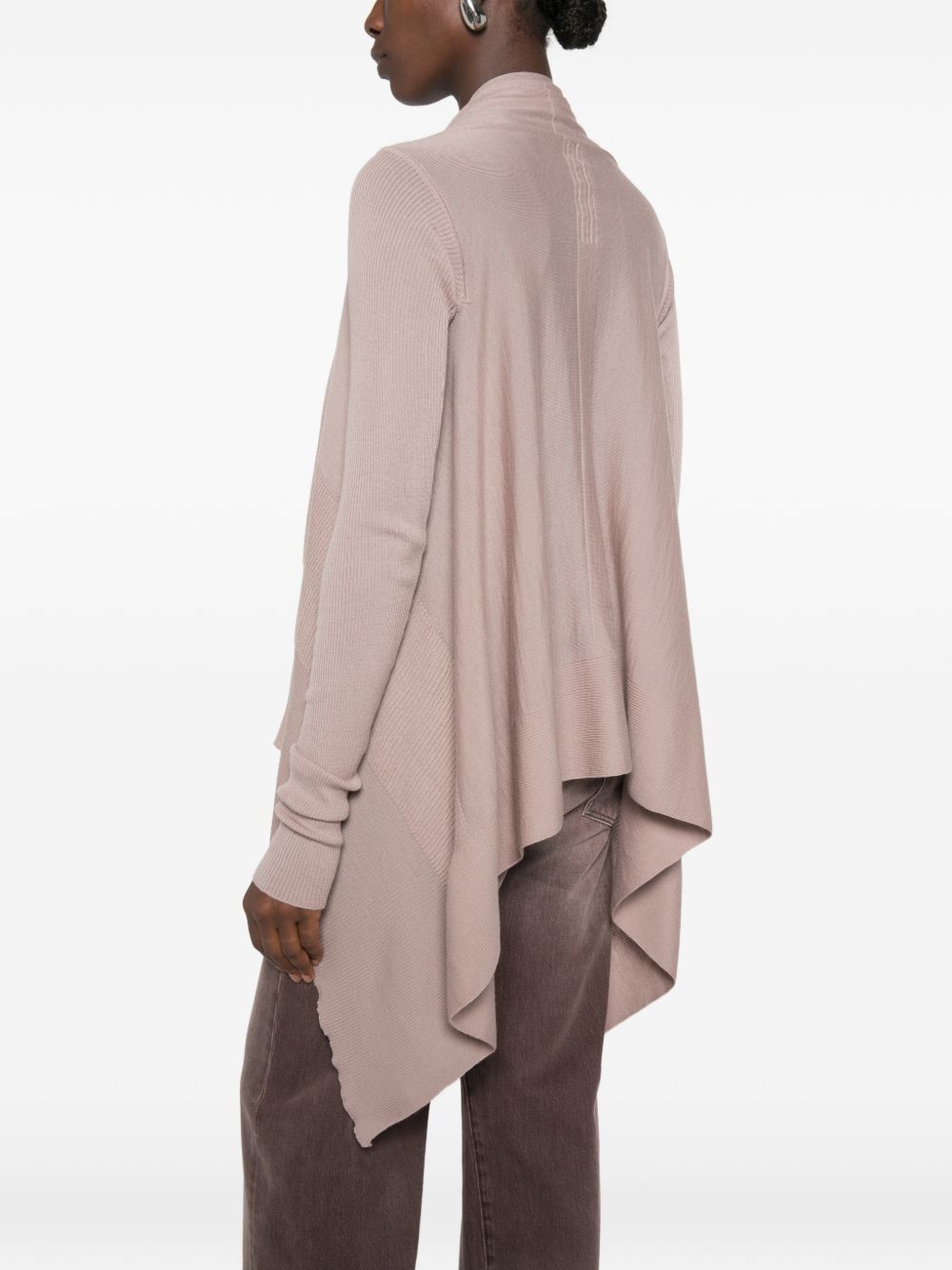 Cardigan con orlo asimmetrico in rosa 