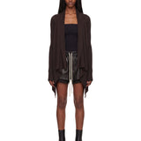 Cardigan aperto in maglia in marrone 