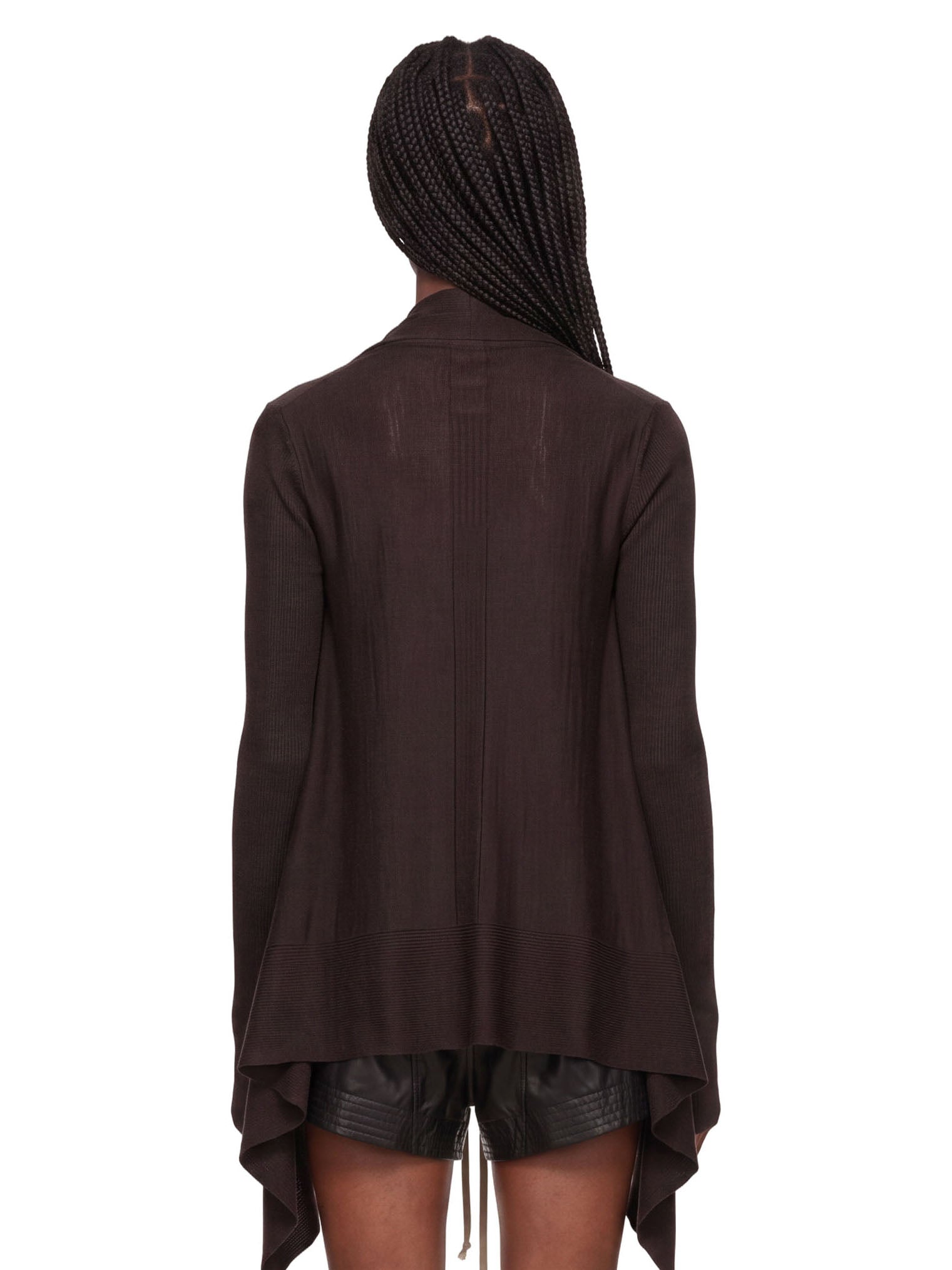 Cardigan aperto in maglia in marrone 