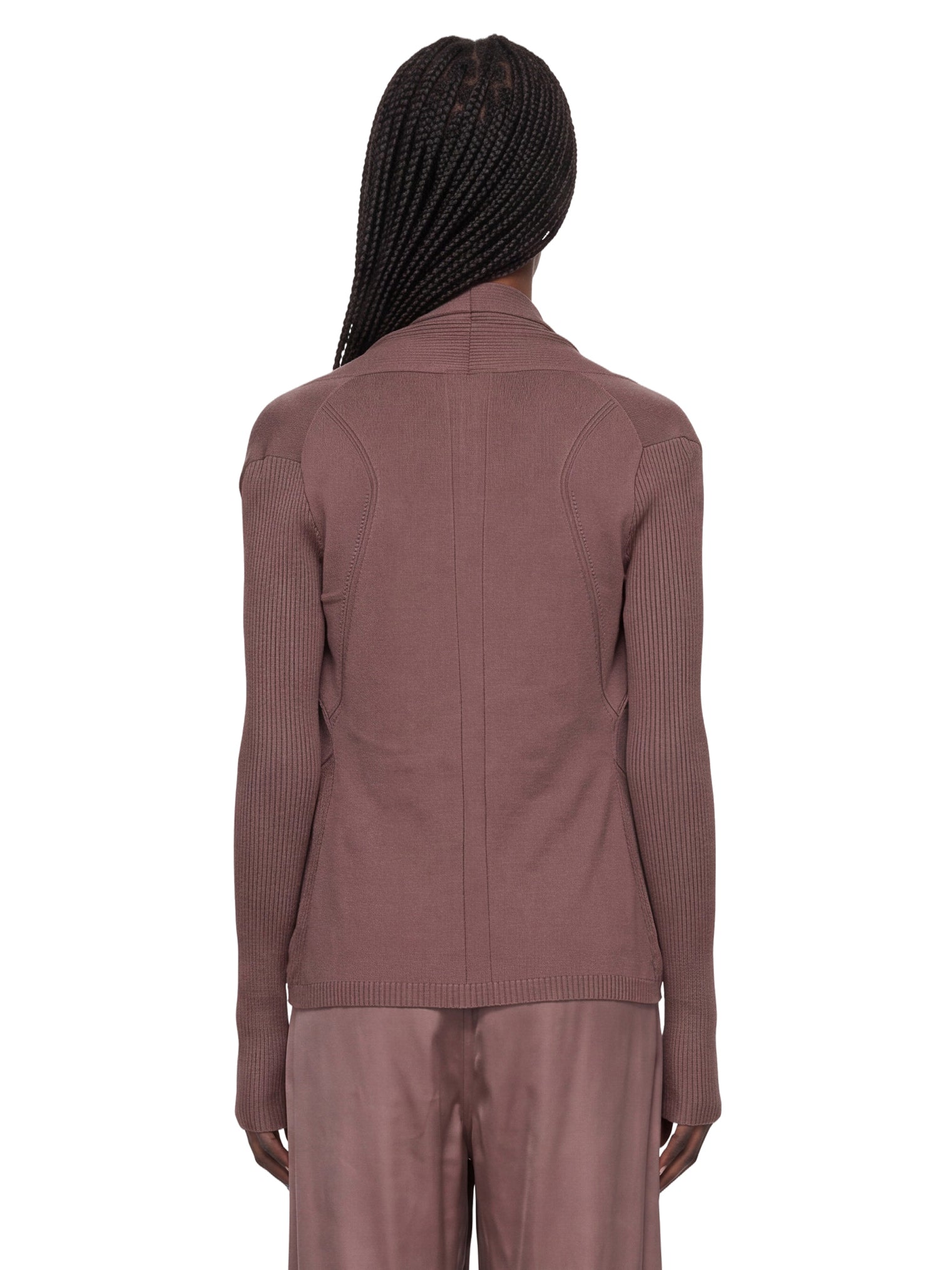 Cardigan aperto in maglia in bordeaux 