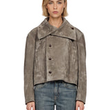 Giacca pelle agnello biker 