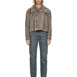 Giacca pelle agnello biker 