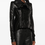 Giacca in pelle naska biker in nero 