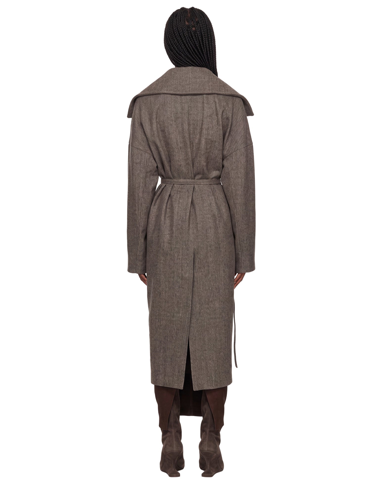 Cappotto con cintura in grigio 