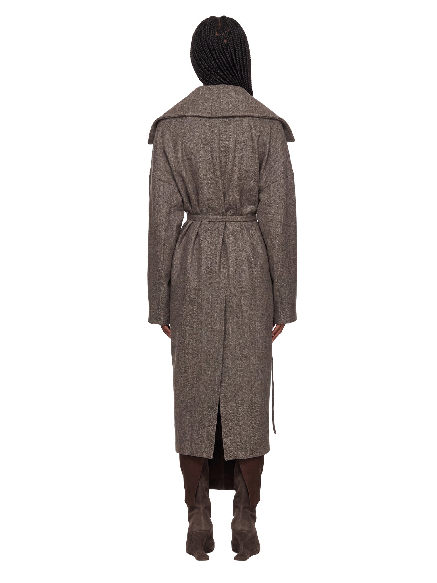 Cappotto con cintura in grigio 