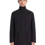 Giacca con cappuccio collared mac in nero 