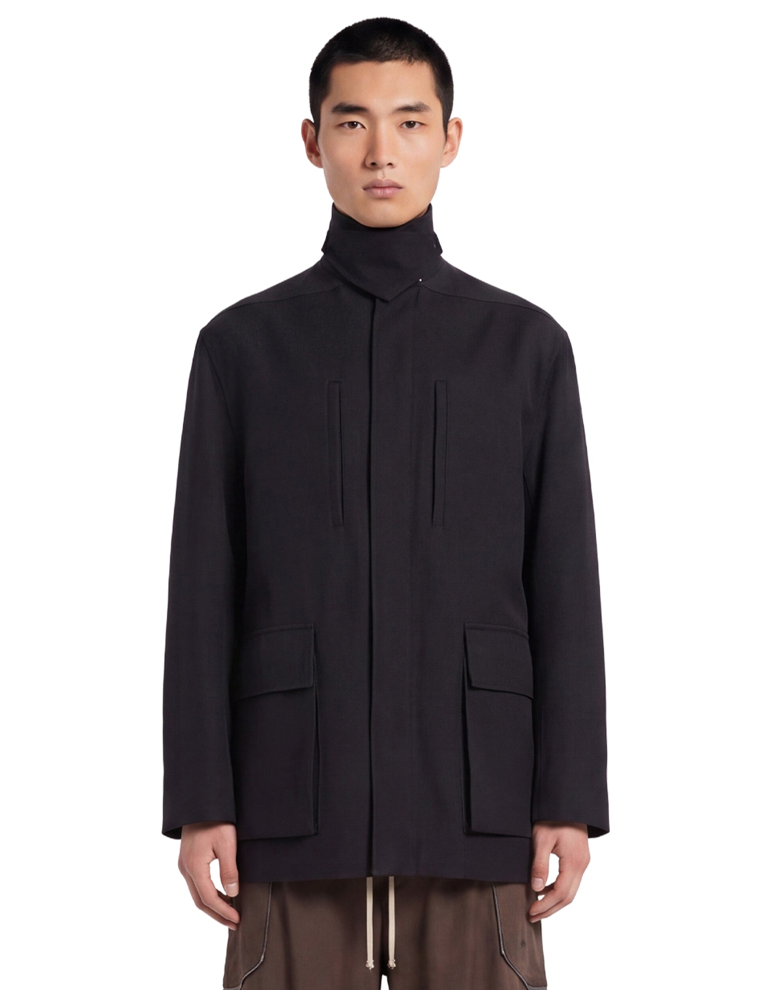 Giacca con cappuccio collared mac in nero 