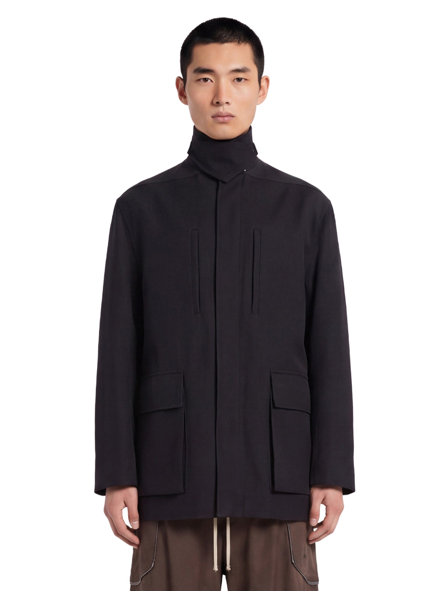 Giacca con cappuccio collared mac in nero 