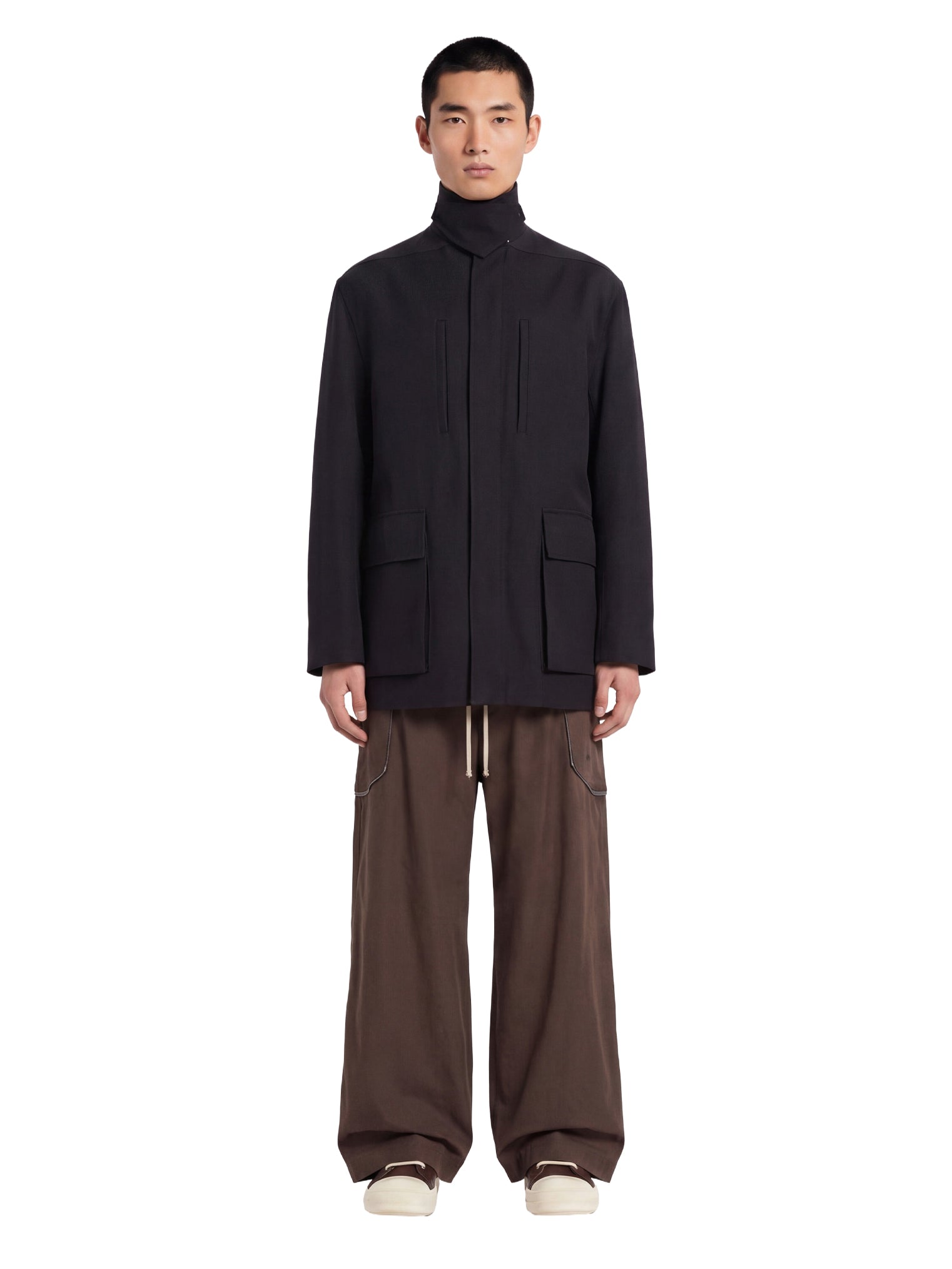 Giacca con cappuccio collared mac in nero 