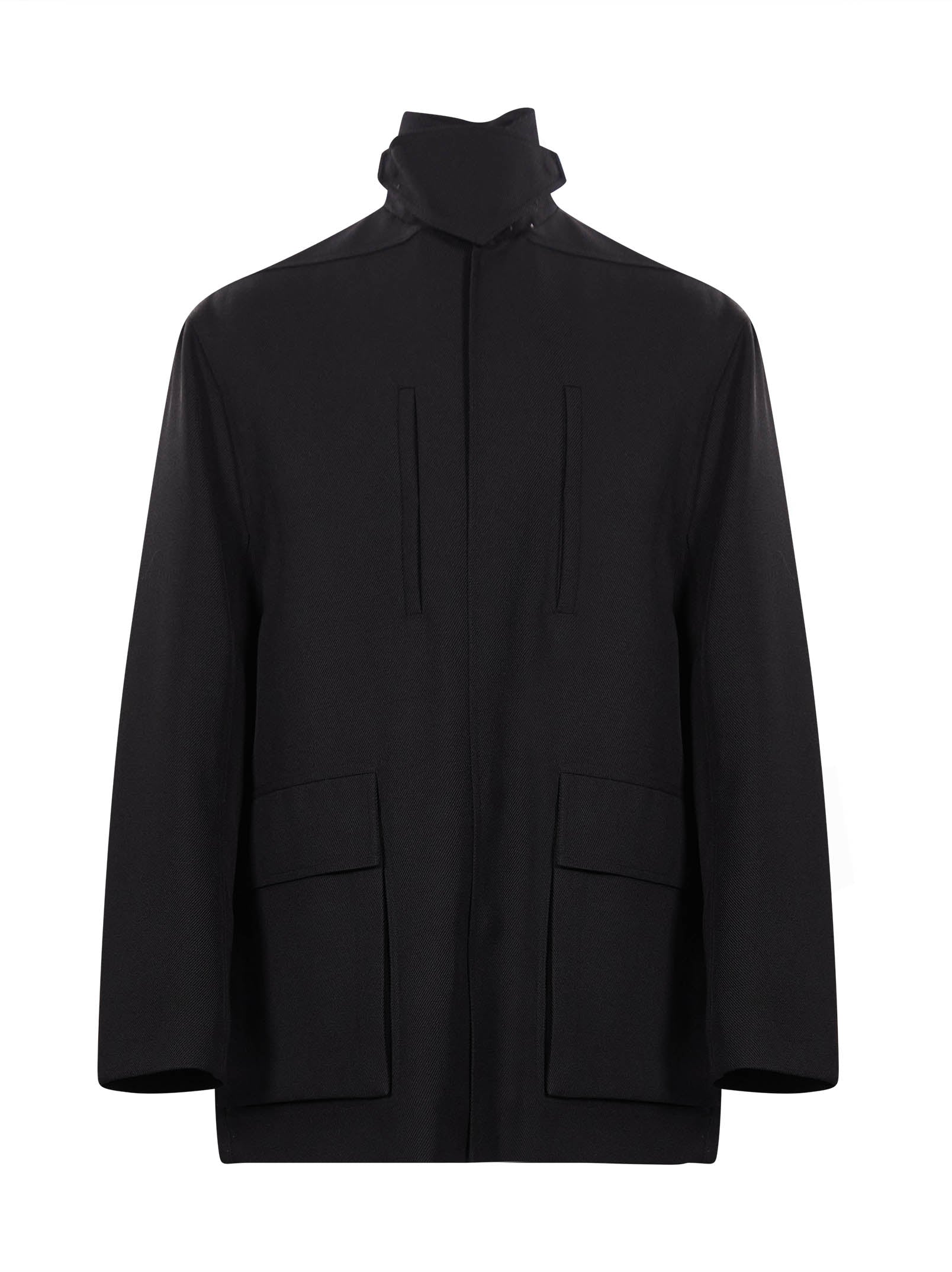 Giacca con cappuccio collared mac in nero 