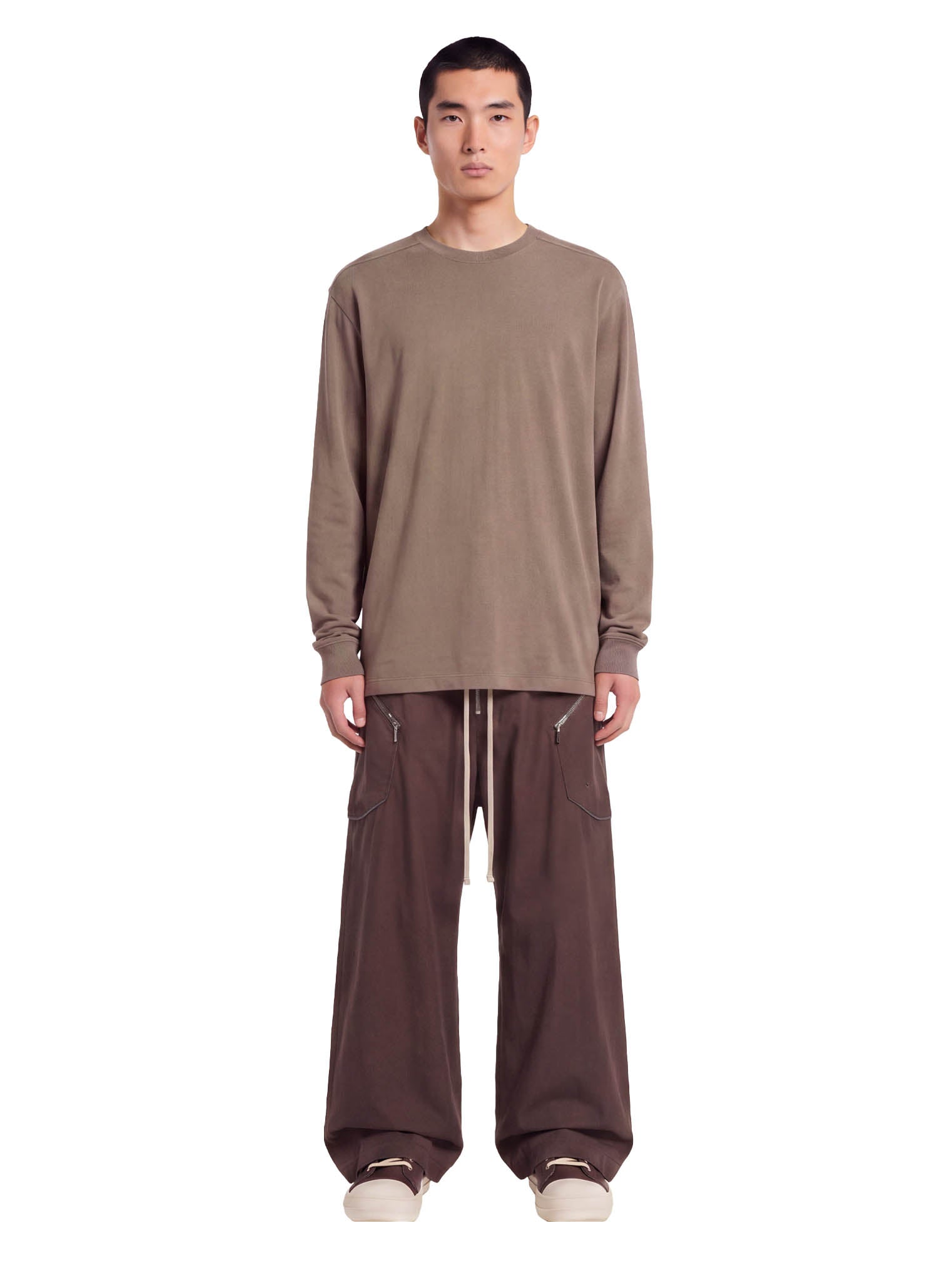 T-shirt a maniche lunghe jumbo in beige 