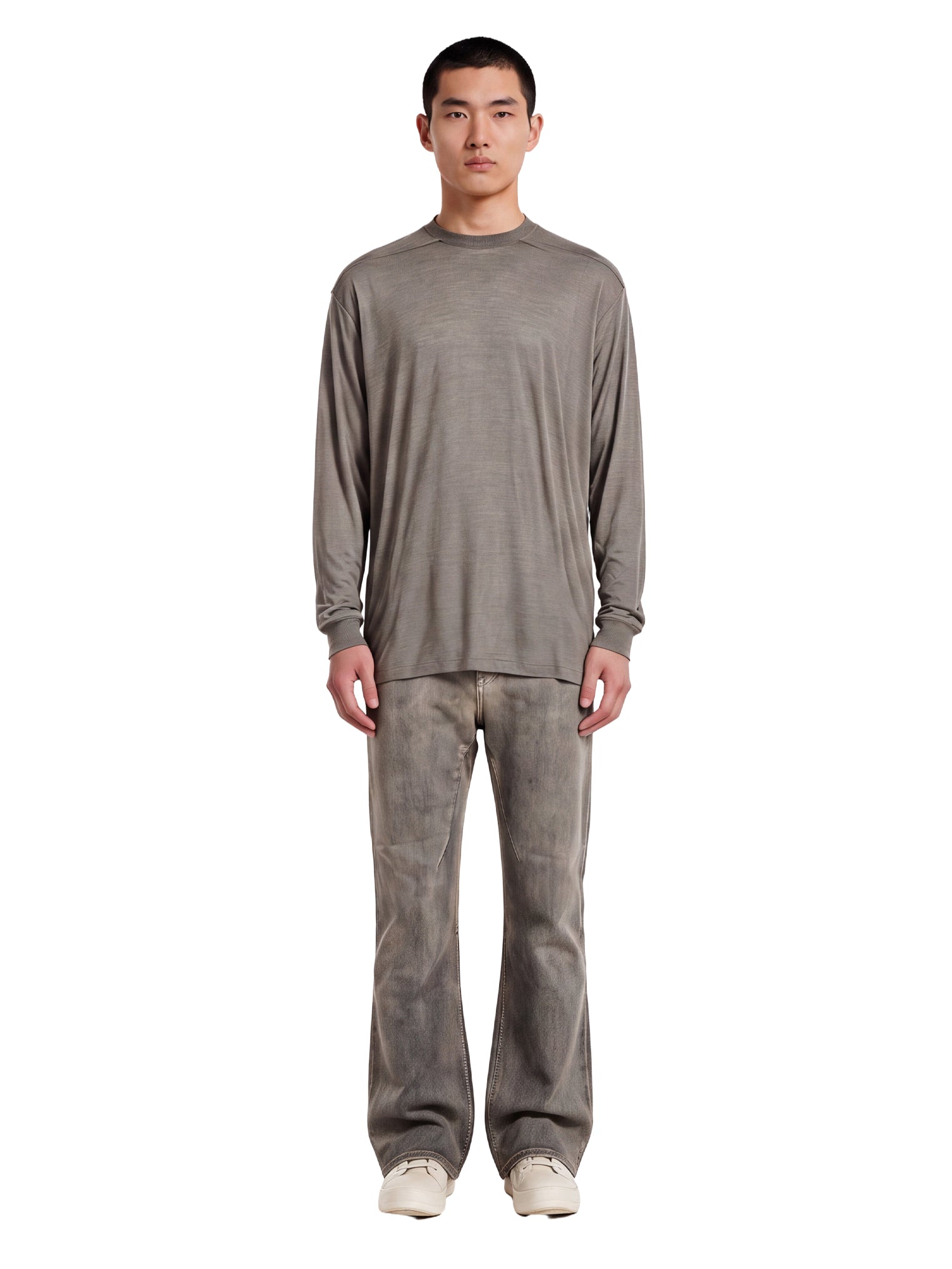 T-shirt a maniche lunghe jumbo in grigio 