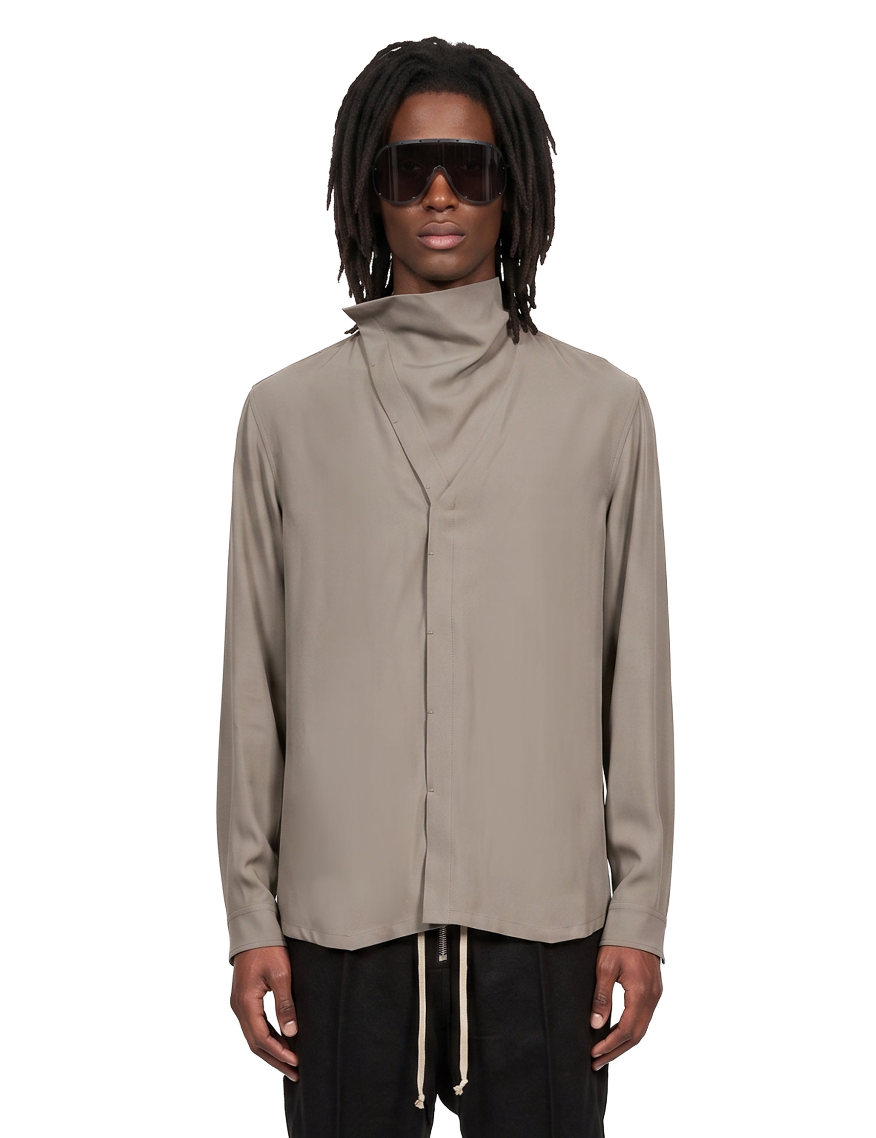Camicia a collo alto Island in grigio 