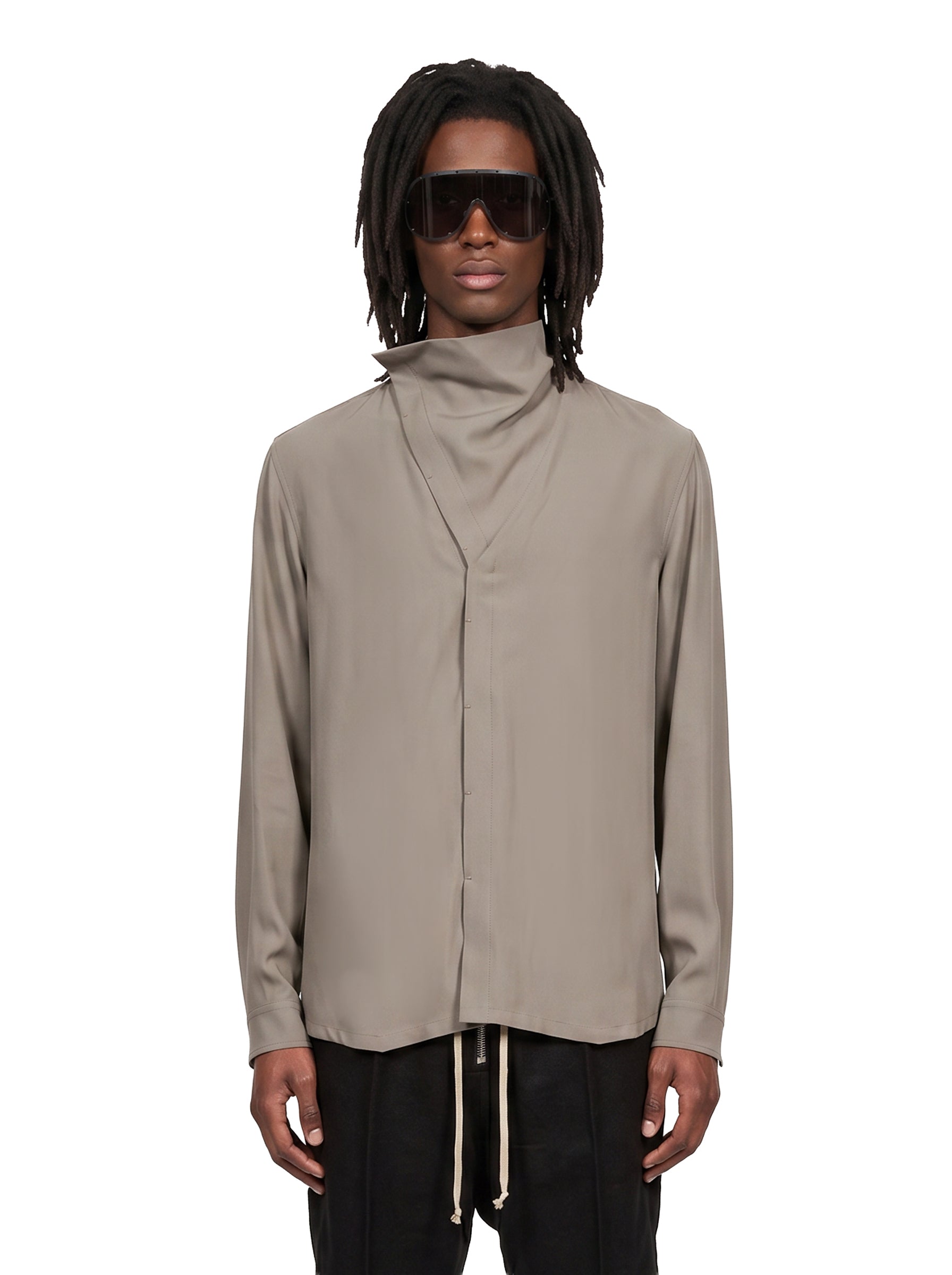 Camicia a collo alto island in verde 