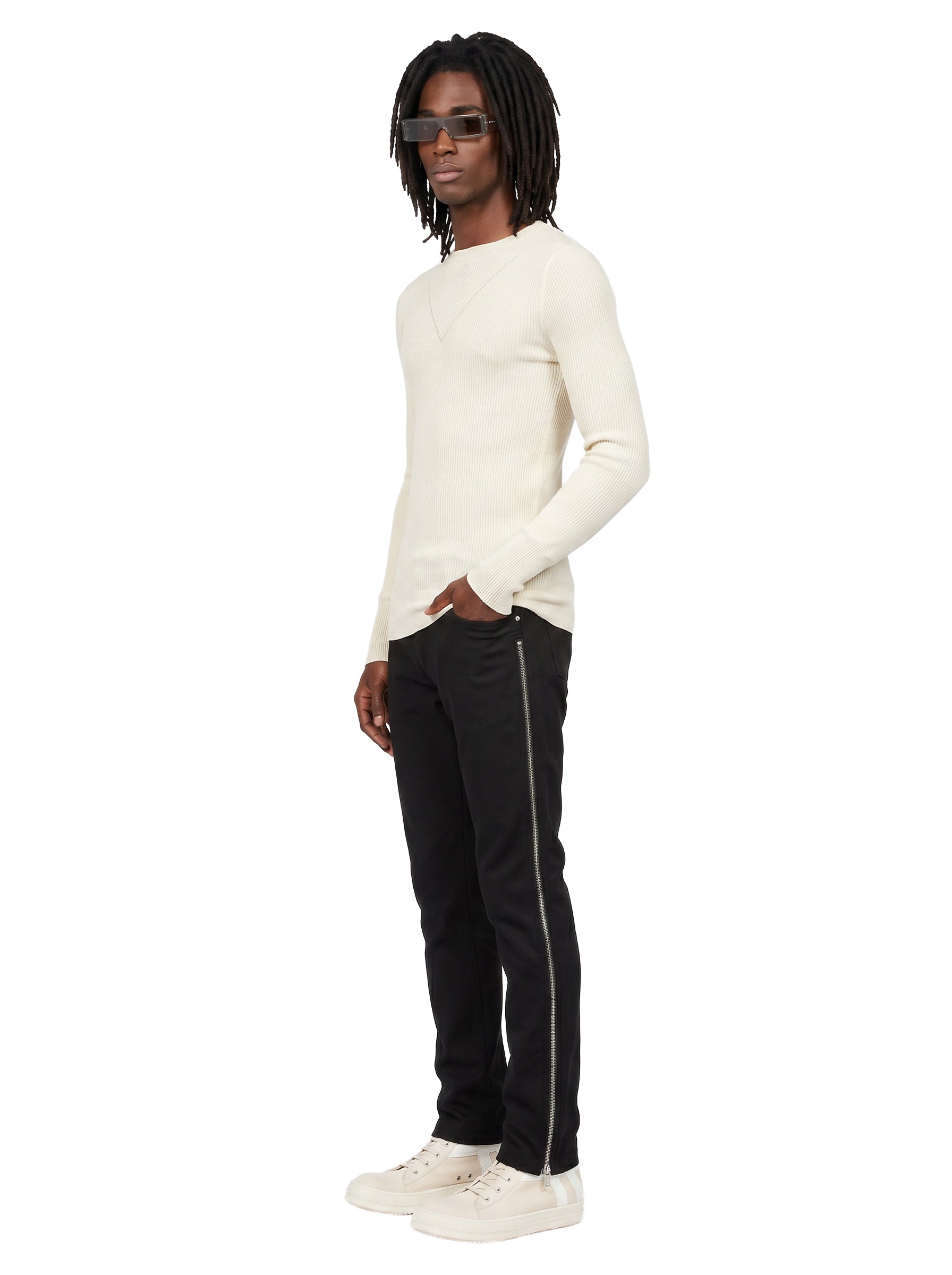 Pantaloni Vega con zip laterali in nero 