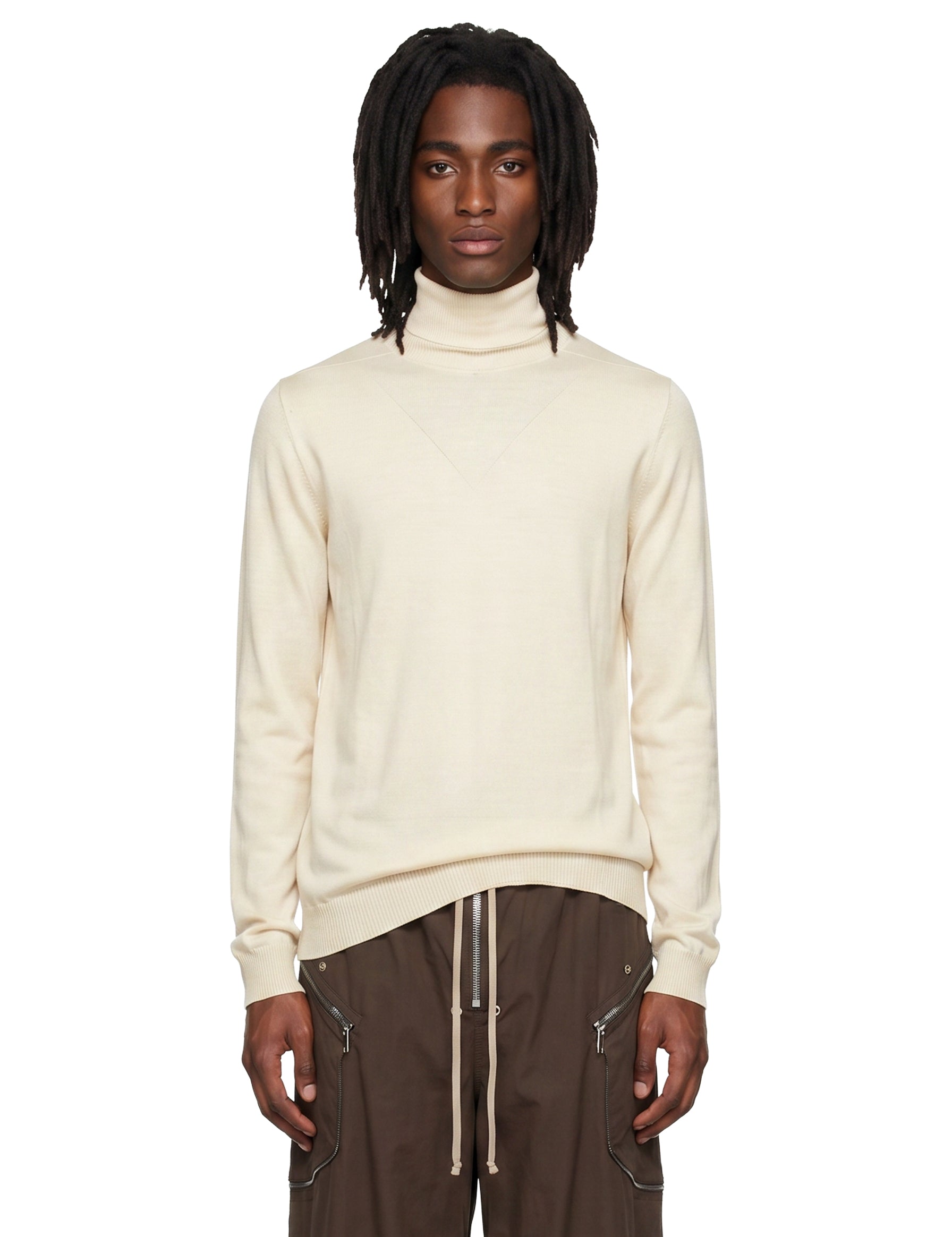 Maglione a collo alto Level in maglia in beige 