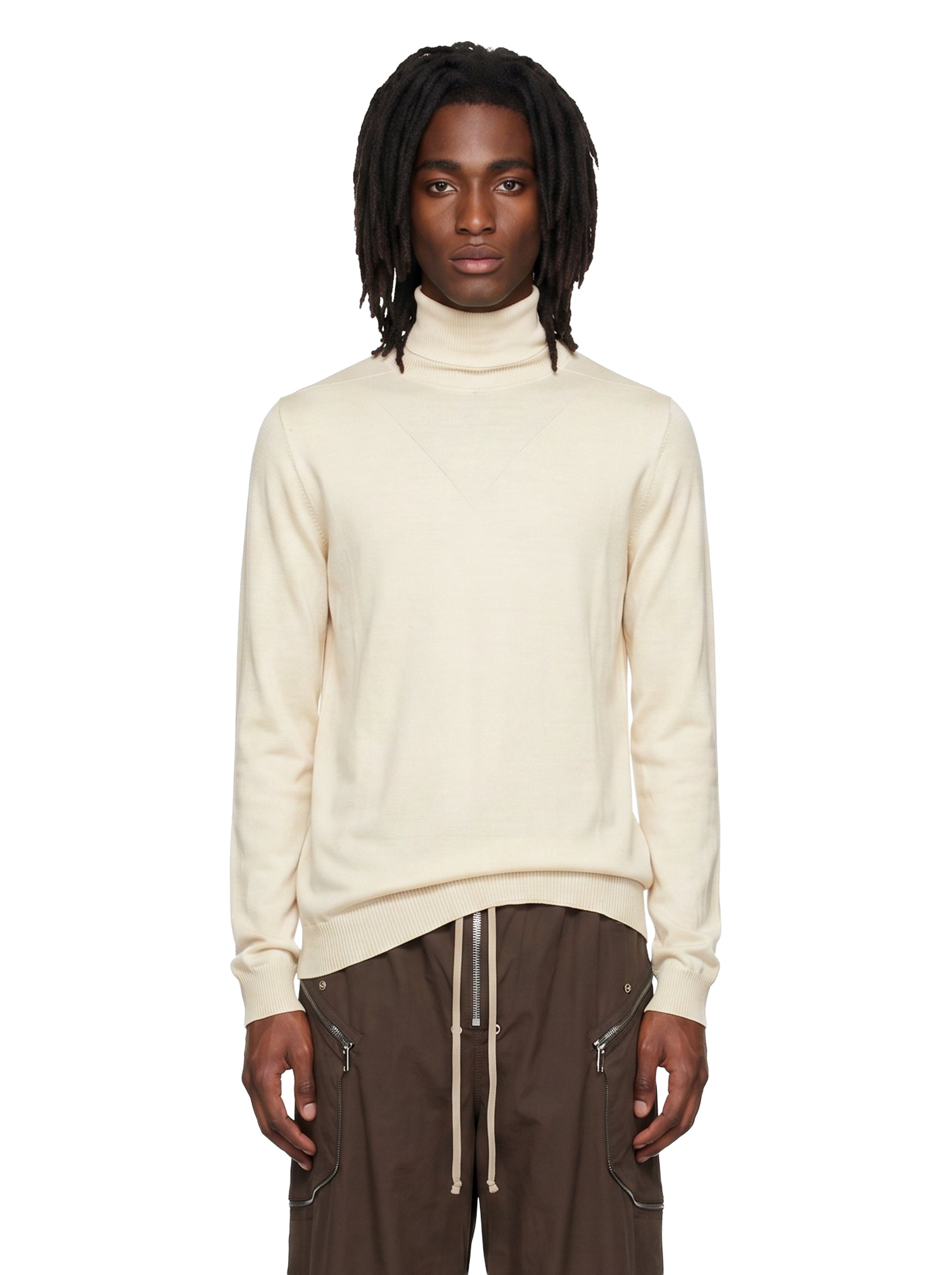 Maglione a collo alto Level in maglia in beige 