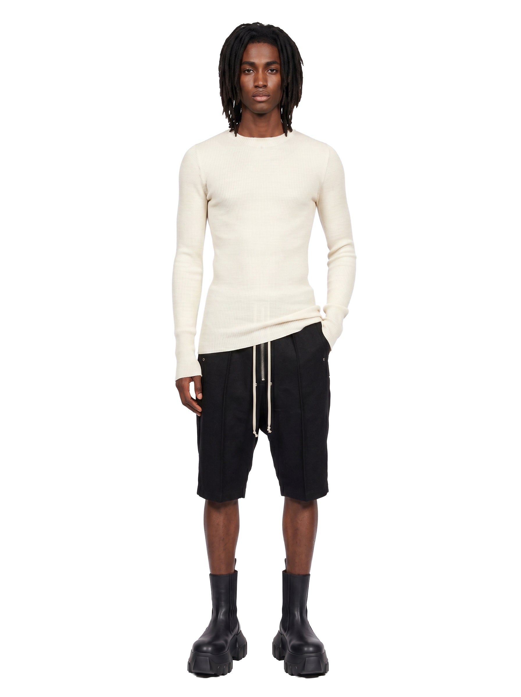 Maglione a coste in beige 