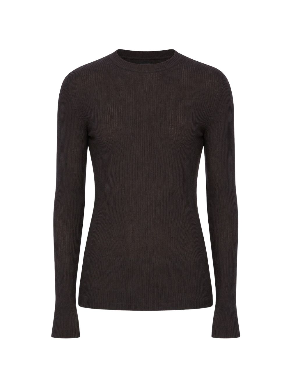 Maglione a coste in lana vergine in marrone 