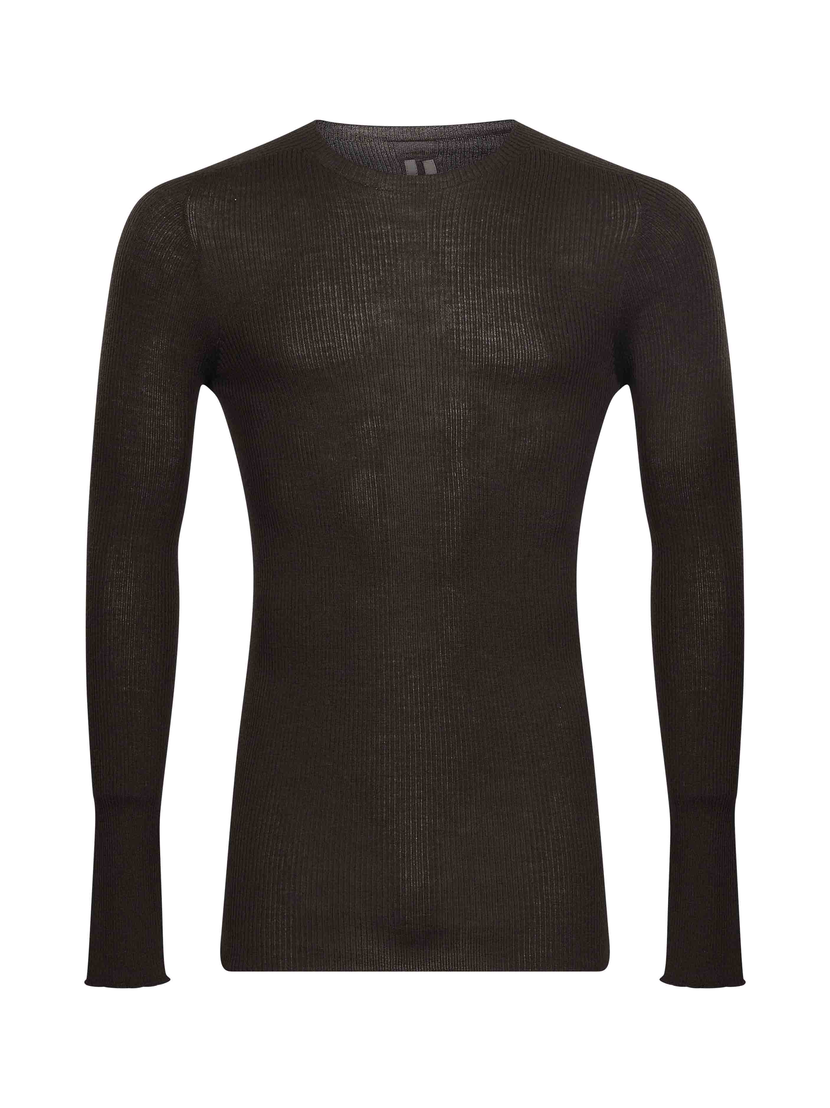 Maglione a coste in lana vergine in marrone 