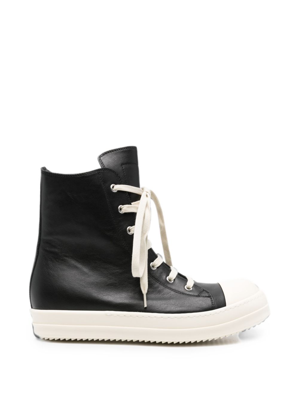 Sneakers alte in pelle in nero 