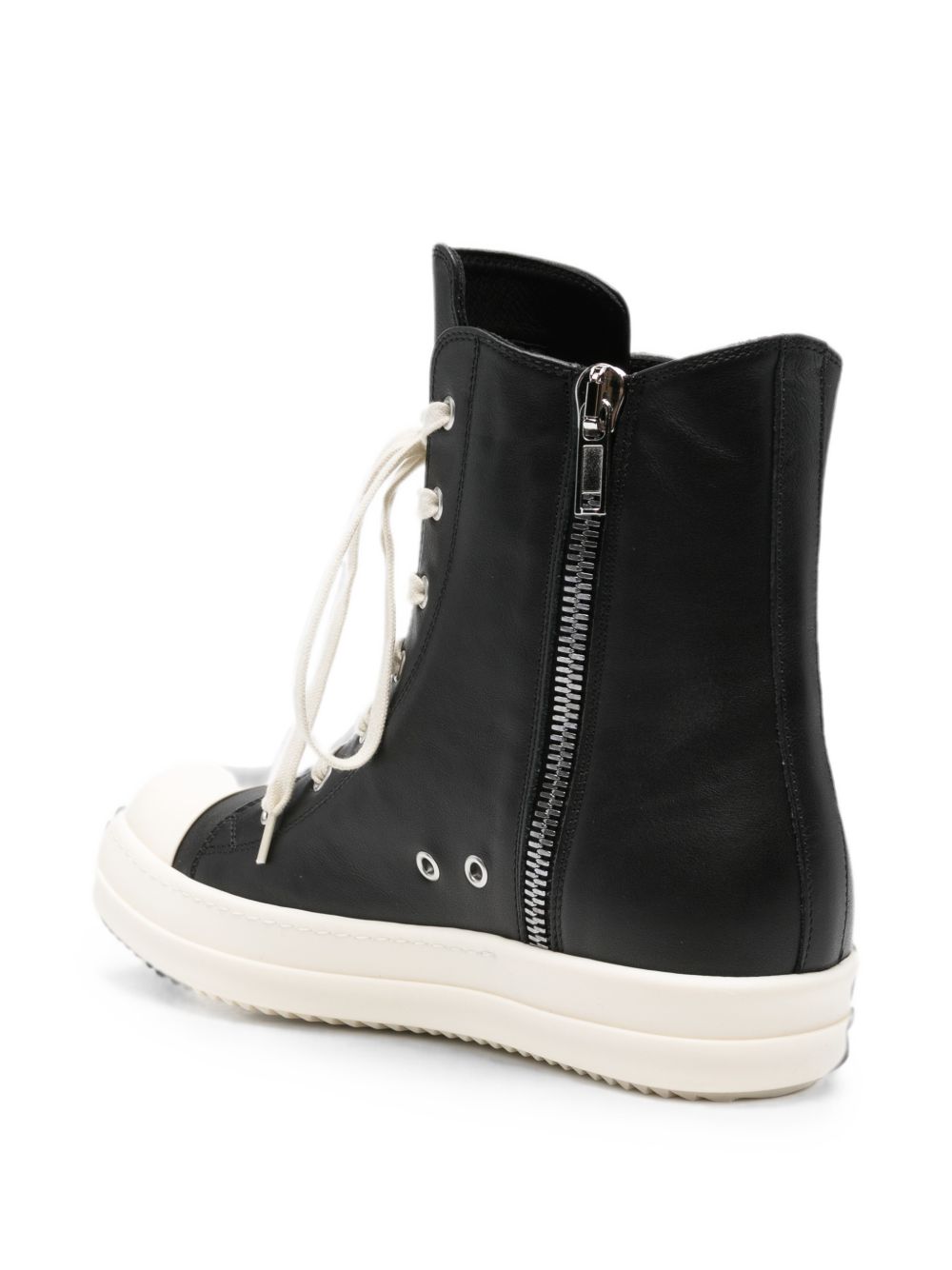 Sneakers alte in pelle in nero 
