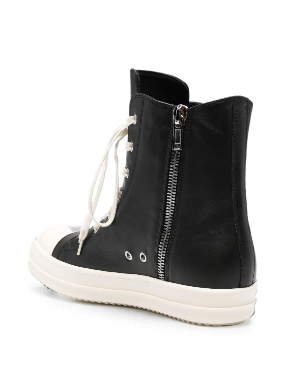 Sneakers alte in pelle in nero 