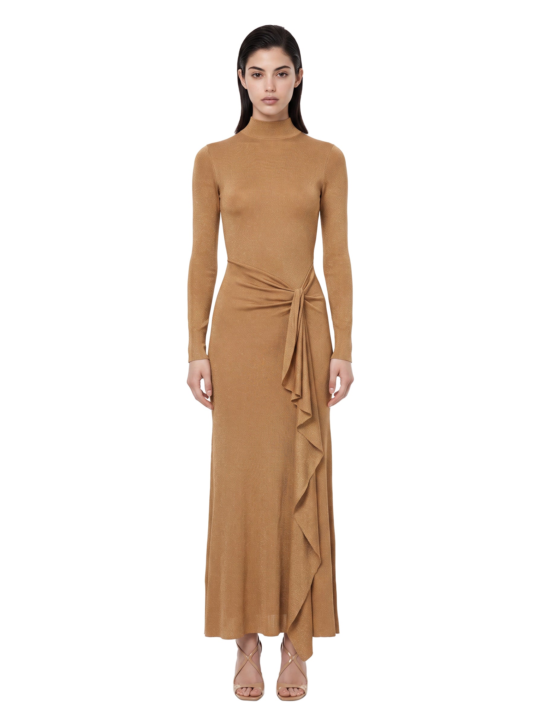 Abito lungo in lurex oro 