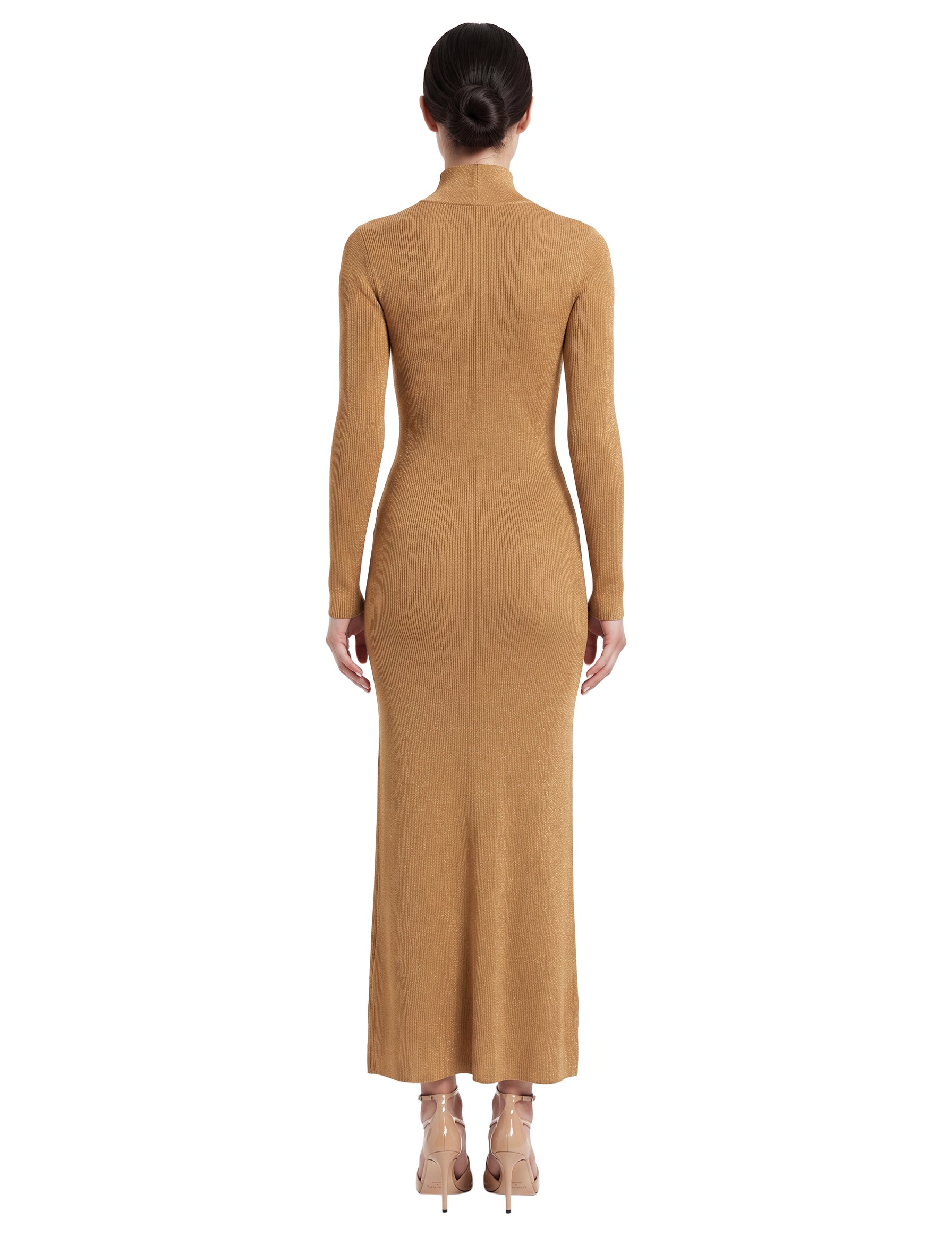 Abito lungo in lurex oro 