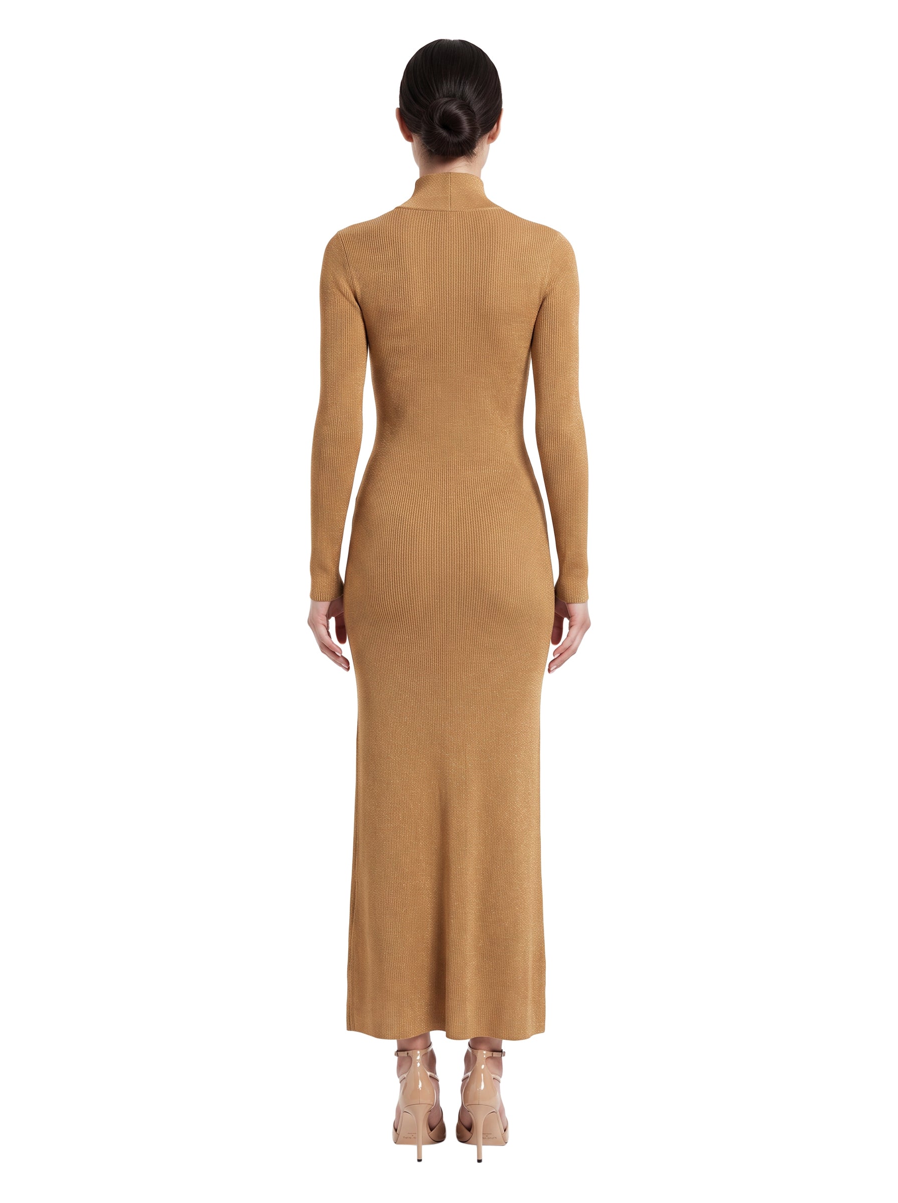 Abito lungo in lurex oro 