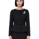 Giacca bouclé paillettes nera 
