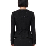 Giacca bouclé paillettes nera 