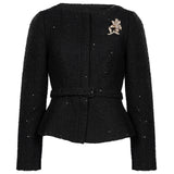 Giacca bouclé paillettes nera 