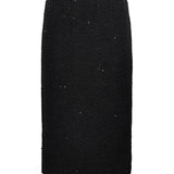 Gonna midi bouclé paillettes nera 