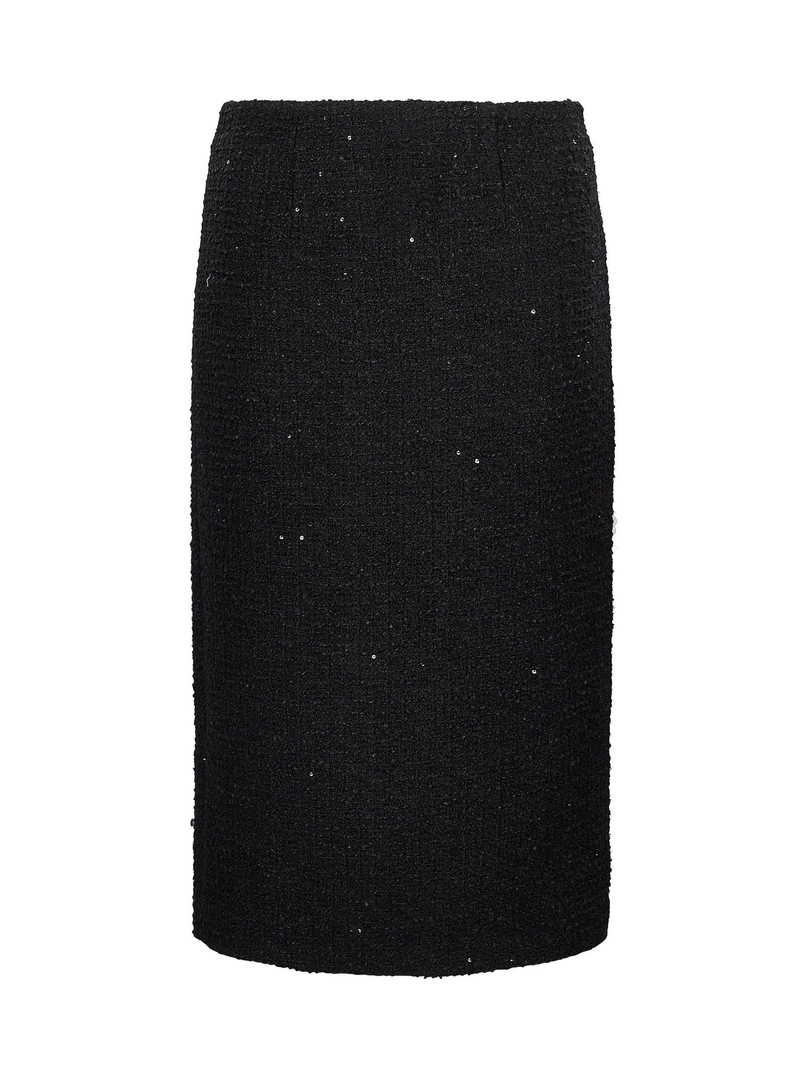 Gonna midi bouclé paillettes nera 