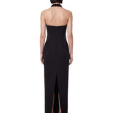 Abito lungo collo halter nero 