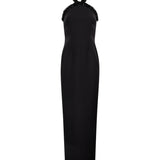 Abito lungo collo halter nero 