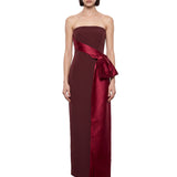 Abito lungo drappeggiato bordeaux 