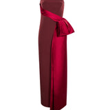 Abito lungo drappeggiato bordeaux 