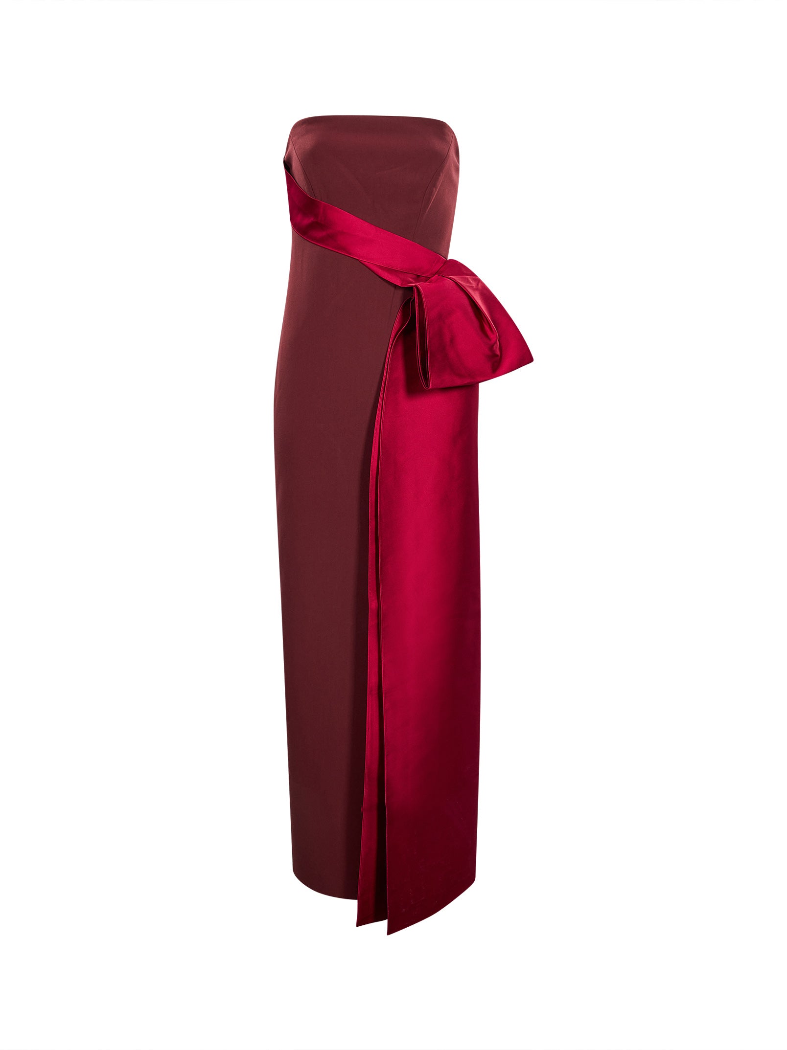 Abito lungo drappeggiato bordeaux 