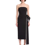 Abito midi drappeggiato nero 