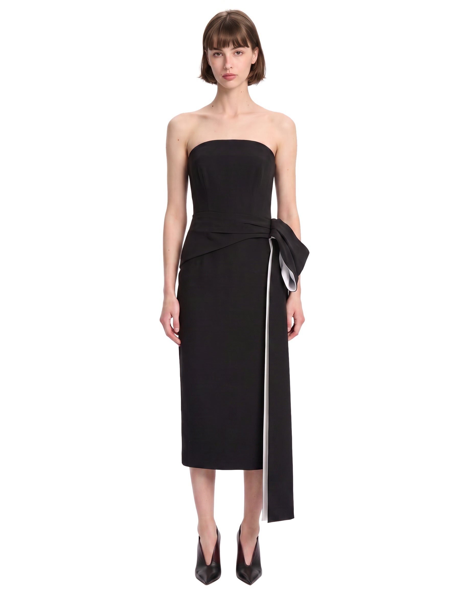 Abito midi drappeggiato nero 