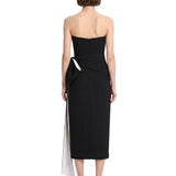 Abito midi drappeggiato nero 