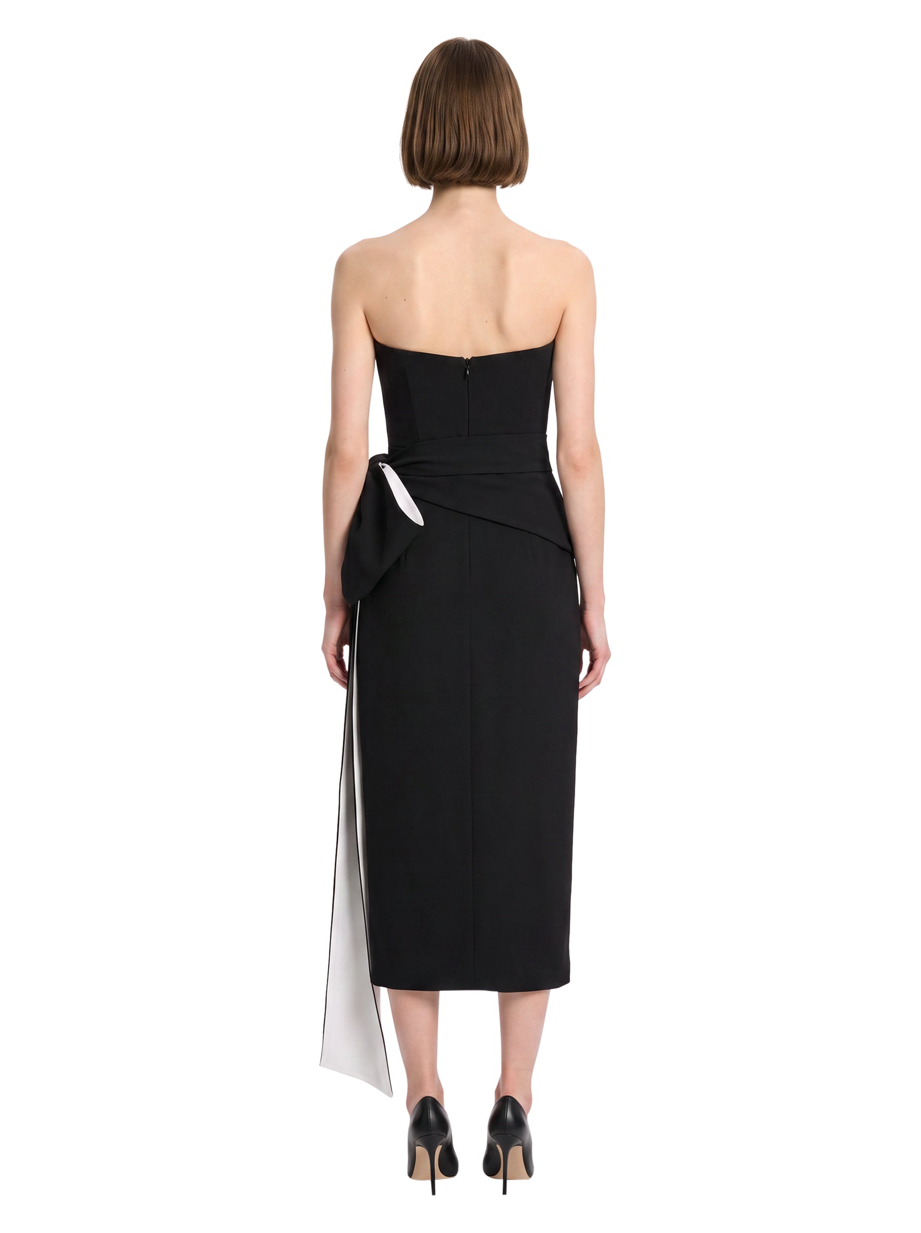 Abito midi drappeggiato nero 