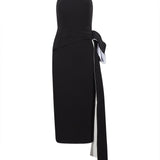 Abito midi drappeggiato nero 