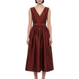Abito midi con cintura marrone 