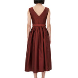 Abito midi con cintura marrone 