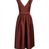 Abito midi con cintura marrone 